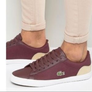 Lacoste Burgundy and Beige Sneakers